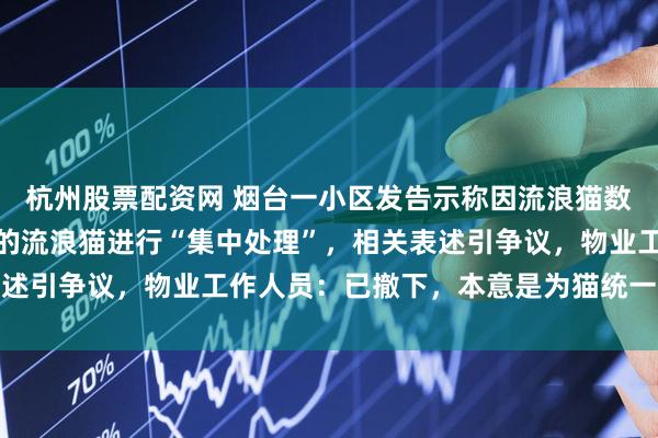 杭州股票配资网 烟台一小区发告示称因流浪猫数量增多，将对无人认领的流浪猫进行“集中处理”，相关表述引争议，物业工作人员：已撤下，本意是为猫统一找新主人